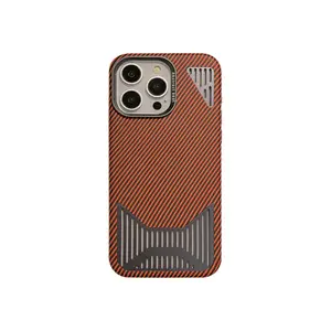 Capa magnética para celular iPhone 15, 14 13 Pro Max 12, com textura de fibra de carbono, capa traseira com dissipação de calor para negócios