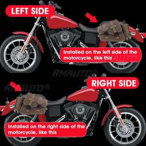 Sacs de selle de moto imperméables, pochette à outils latérale, sacs de rangement en cuir PU avec porte-bouteille, marron vintage universel - Product Image 4