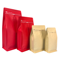 Sachet de café à fond plat de qualité alimentaire en gros avec fermeture éclair et valve de dégazage, sac à grains de café en aluminium imprimé sur mesure