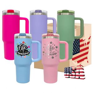 <b>Double</b> <b>Walled</b> Macaroon White Blank Sublimation 40oz Leak Spill Proof Tumbler Cups <b>Mug</b> with Removable Flip Straw Lid - Product Image 1