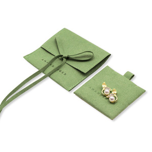 カスタムロゴマイクロファイバースナップボタンジュエリー収納バッグ挿入パッド付きジュエリーホルダージュエリーポーチ - Product Image 2