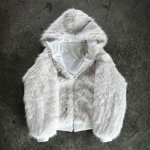 Felpa con Cappuccio e Zip Personalizzata dal Produttore, Reversibile a Doppio Strato con Pelliccia, Giacca Soffice Cropped dalla Vestibilità Boxy - Product Image 3