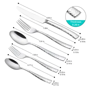 New Fashion Silver And Black 304 Stainless Steel Knife Fork Spoon Cutlery Besteck Set