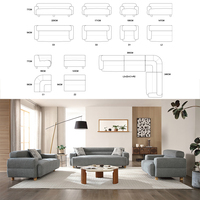Canapé modulaire 3 places en tissu, style nordique, en forme de L, pour salon, appartement, hôtel, villa