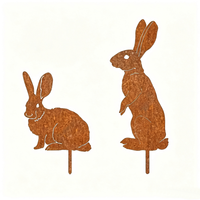 Décoration de jardin en métal en forme de lapin, cadeau de Pâques, décoration de jardin rouillée pour la pelouse extérieure