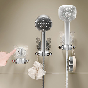 Yimijia <b>Shower</b> Head Holder Suction Cup Mount Transparent Butterfly Design Minimalist Bathroom <b>Accessory</b> - Product Image 2