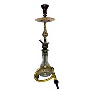 Wholesale Egyptian Khalil Mamoon Authentic Handcrafted Brass Khalil Maamoon Hookah Pipe - Full Set with <b>Glass</b> Base - Product Image 1