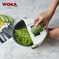 Hot Selling Multifunctionele 9 In 1 Draaien Groente Cutter Met Afvoer Mand Keuken Veggie Fruit Shredder Rasp Snijmachine