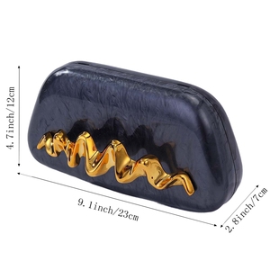 Women Metal Handle Acrylic Evening Hand Bag Marbling <b>Clutch</b> Purse with Detachable Chain Purse for <b>Wedding</b> Cocktail - Product Image 6
