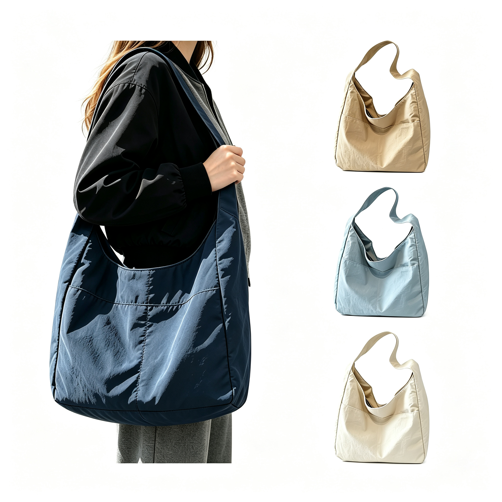 Simple Large Capacity Women Nylon Shoulder Bag