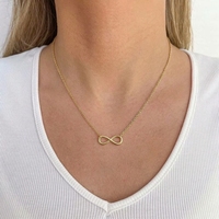 Collier infini en argent sterling 925 QX, chaîne à maillons délicats, pendentif, placage or personnalisé, fabricant de bijoux en gros