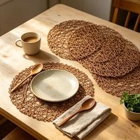 Sets de table ronds en papier tressé de 33 cm et 38 cm pour table à manger, style bohème, décoratifs, pour mariage, Noël, Thanksgiving