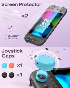 Estuche para Nintendo <span class=keywords><strong>Switch</strong></span> 2 con Almacenamiento para 10 Tarjetas de Juego, 2 Protectores de Pantalla, 2 Pares de Grips para los Pulgares - Product Image 2