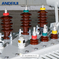 Transformateur de puissance immergé dans l'huile de type S11, 60Hz, 10KV, 200KVA, sortie 380V/400V, noyau en cuivre, changement d'huile
