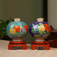 Vase en céramique fait main de luxe Design de fleurs écologique incrusté de jade ornement décoratif artistique cadeau d'affaires de bureau à domicile