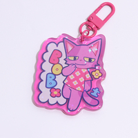 Gantungan Kunci Vigreat Charm Game Key Tags Epoxy Light Custom Trendy Acrylic Glitter Key Chain Clear Resin Plastik Akrilik Charm Key Chain