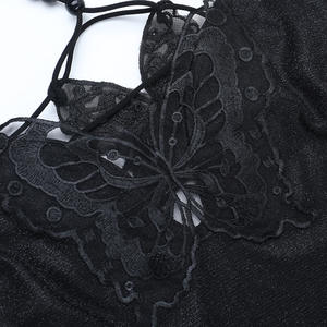 Gótico oscuro Halter negro Maxi vestido Vintage Sexy Spaghetti Strap cintura alta hendidura vestidos <span class=keywords><strong>Goth</strong></span> Party Club mujeres vestido - Product Image 4