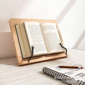 Estante de lectura de madera con clip para escritorio, biblioteca, estudio, soporte rectangular, material de madera, autoensamblable - Product Image 1