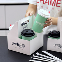 Boîte porte-gobelets jetables personnalisable marron et blanc, emballage à emporter épaissi pour café, lait et thé