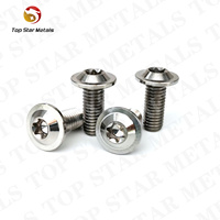 Sekrup Kepala Tombol Titanium TITST M4 M5 M6 M8 Tipis dengan Kerah, Sekrup Kepala Tombol dengan Flens dan Ring