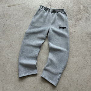 กางเกงวอร์มขายาวทรงตรงสีเทาเอวกลางผ้าฝ้าย 100% หนัก 500 กรัม ทรงโอเวอร์ไซส์ สกรีนโลโก้ได้ตามต้องการ จีบด้านหน้า - Product Image 2