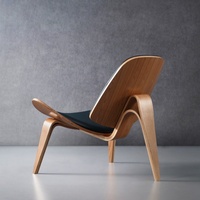 Fauteuil individuel en bois massif de style nordique, design artistique, chaise créative en forme de coquille d'avion, modèle Smile, très populaire sur internet
