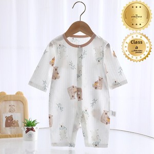 Combinaison pour bébé en coton peigné antibactérien, imprimé ours, style coréen, respirante, combinaison d'été pour nouveau-né, combinaison pour enfants - Product Image 1