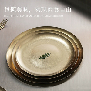 Plat de cuisson rond en acier inoxydable, qualité alimentaire, pour hôtel, café, thé, couleur unie gris flocon de neige - Product Image 4