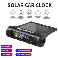 Horloge numérique solaire pour voiture avec écran LCD pour l'heure, la date et la température intérieure, idéale pour la décoration de véhicules en extérieur