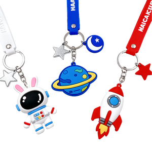 Porte-clés personnalisé en PVC, créatif, dessin animé, vaisseau spatial, fusée, astronaute, étanche, léger, vente en gros - Product Image 4