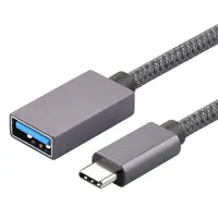 Yüksek kaliteli gri 20cm USB-C erkek USB 3.0 USB-A kadın OTG kablo