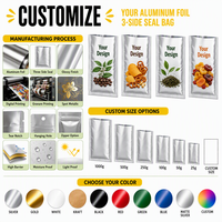Usine chinoise Pochette en aluminium 3 côtés résistant à la chaleur Emballage en plastique scellant Sac en mylar refermable sous vide Sacs en papier d'aluminium