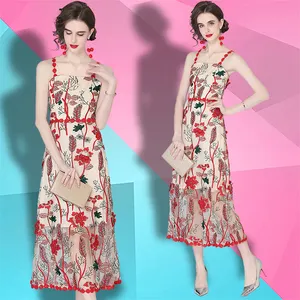 Wholesale baju dres-In stock sales 2021 new woman clothes wholesale fashion apparel elegant floral casual dresses Sleeveless short suspenders dres