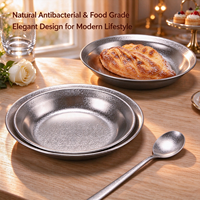 Assiette de table en titane pur, antibactérienne, anti-moisissure, empilable, ultralégère, de qualité alimentaire, pour la maison, le camping en plein air, vaisselle portable