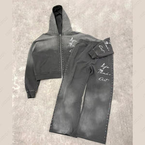 ชุดเซ็ตเสื้อฮู้ดดี้และกางเกงขายาวผ้าถักน้ำหนัก 400 กรัม ปักลายตัวอักษร สไตล์เรโทร ระบายอากาศได้ดี เหมาะสำหรับฤดูร้อน ดีไซน์สมาร์ทแคชชวล ใส่ได้ทั้งชายและหญิง - Product Image 3