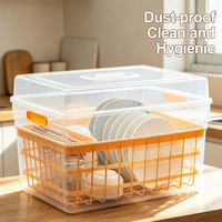 Étagère de rangement multifonctionnelle moderne grande capacité pour accessoires de cuisine, en plastique rectangulaire, pour vaisselle, assiettes et bols