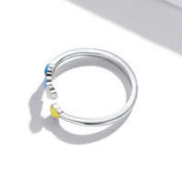 Bague naturelle arc-en-ciel en argent 925, anneau ouvert, amour goutte à l'huile, bijoux, SCR770