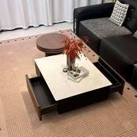 Table basse moderne en bois 2026 avec plateau en pierre frittée – Nouvelle table basse de luxe pour salon/hôtel/bureau – Mobilier de maison