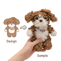 Peluche personnalisée douce et moelleuse en forme de chiot avec lunettes et écharpe, style rétro, coussin en peluche pour canapé, lit, siège de voiture, jouet de confort pour enfants, cadeau