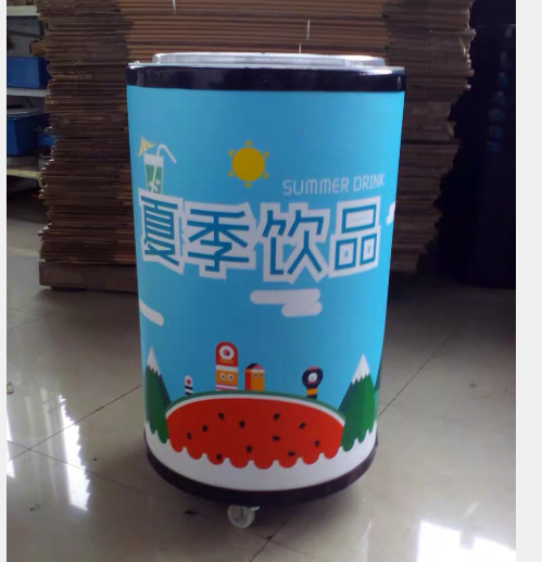 Commercial Round Barrel Beverage Party Cooler ,outdoor Portable Can Cooler Fridge for Beer Bottle Beverage Can