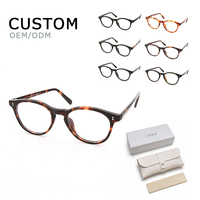Bingkai Kacamata Retro Oval Full Rim Custom Temple Logo OEM ODM Unisex Asetat Grosir Kacamata Resep