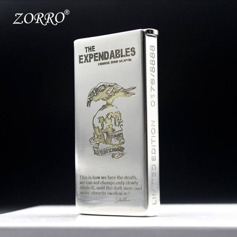 ZORRO Kerosene Lighter - Etched Brass Deep Carving Lift 753