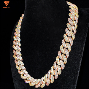 Gran Oferta: Cadena Eslabones Cubana de Plata S925 con Moissanita, 10mm 12mm 14mm 15mm 20MM, con Certificado, Estilo Hip Hop, para Regalo - Product Image 2