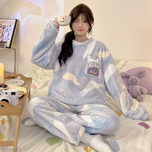 Set <span class=keywords><strong>Pigiama</strong></span> in Flanella per <span class=keywords><strong>Donna</strong></span>, Manica Lunga in <span class=keywords><strong>Pile</strong></span> Corallo, 2 Pezzi, Vendita all'Ingrosso |   Abbigliamento da Notte Caldo per Autunno e Inverno, Abbigliamento per Casa con Etichetta Privata - Product Image 5