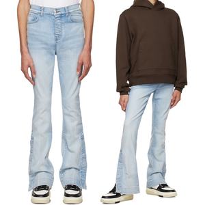 Jean évasé bleu clair personnalisé pour homme, coupe bootcut extensible avec fente ouverte à la cheville - Product Image 6