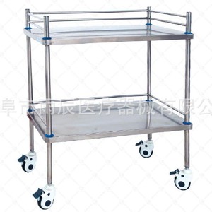 Carrito de Instrumentos de Doble Capa de Acero Inoxidable 670x450x900mm, Carro de Almacenamiento Médico para Uso Hospitalario - Product Image 1