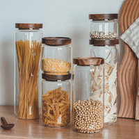 Vente en gros personnalisé Best 100ml-750ml Récipient alimentaire biodégradable Bocal en verre Stockage Cafetière Couvercle rond en bois