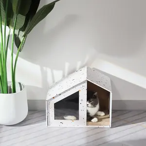 Cat Play House Home Cardboard Cat House With Scratcher Cat Cardboard House