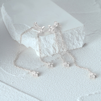 Elegante Ohrstecker 18k Vergoldet INS 925 Silber Kleeblatt Stern Doppel-Quasten-Kette Blumen-Tropfenohrringe für Damen