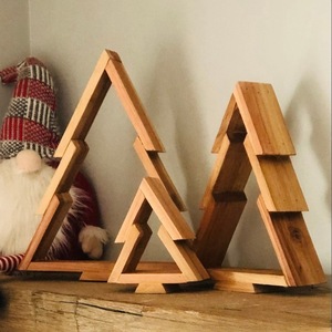 Wooden Christmas <b>Tree</b> <b>Ornaments</b> Medium 4-6 In Height Handicraft Decorations For Home Festive Display - Product Image 1